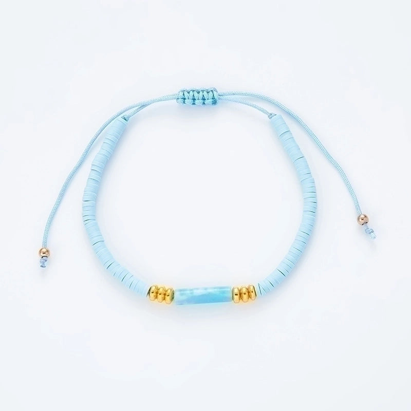 Minimalist Solid Color Natural Stone Rope Handmade Knitting Drawstring Bracelets