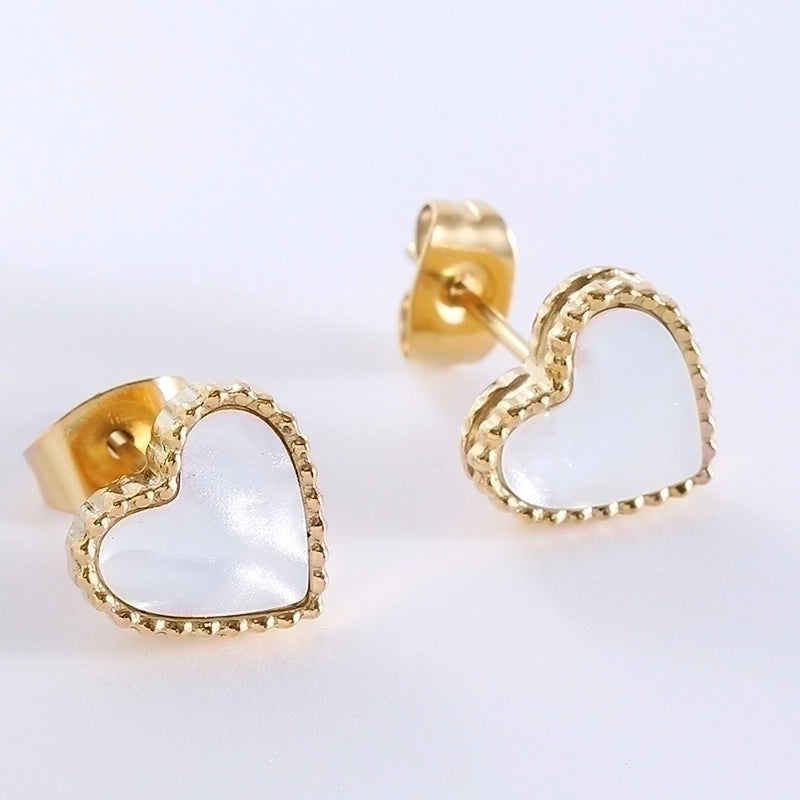 1 Pair Casual Minimalist Heart Shape Plating Inlay 304 Stainless Steel Acrylic Ear Studs