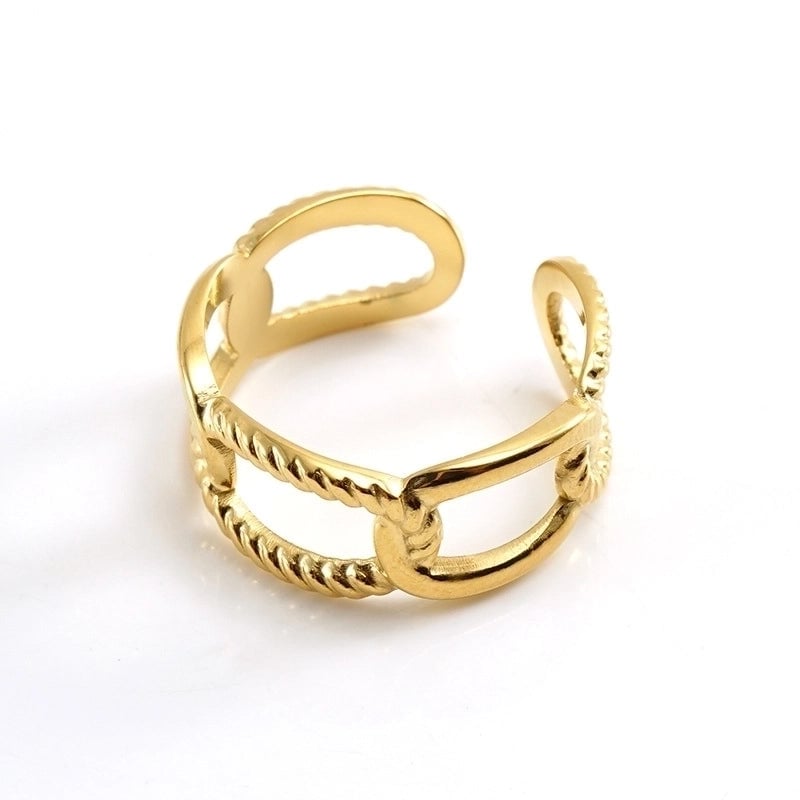 Retro Geometric 304 Stainless Steel Titanium Steel 18K Gold Plated Plating Stainless Steel Rings