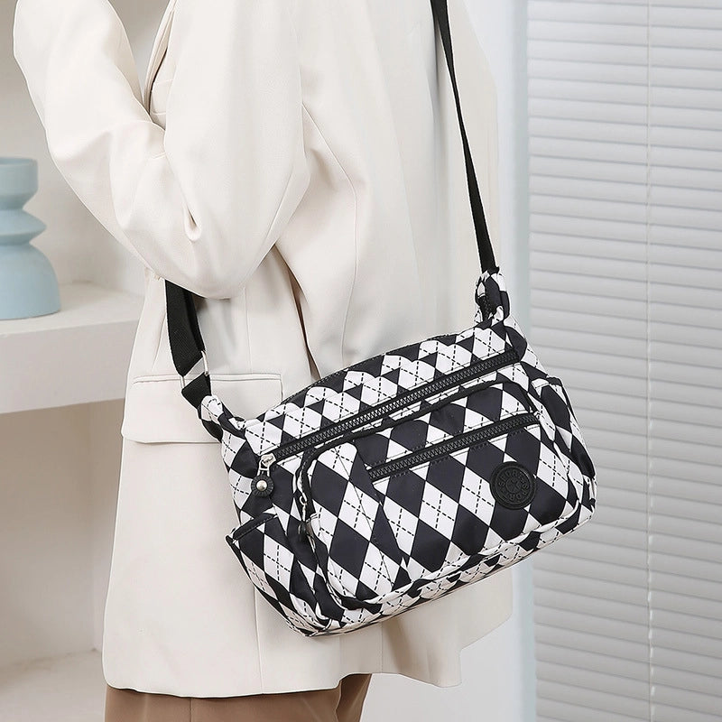 Women's Oxford Cloth Printing Vintage Style Square Zipper Crossbody Bag