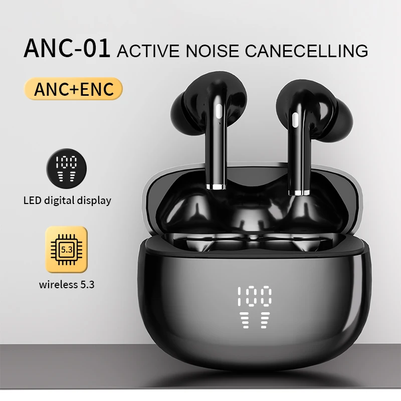 New ANC And ENC True Wireless Stereo Headphones Earbuds Waterproof Touch Control in Ear Music Earphones