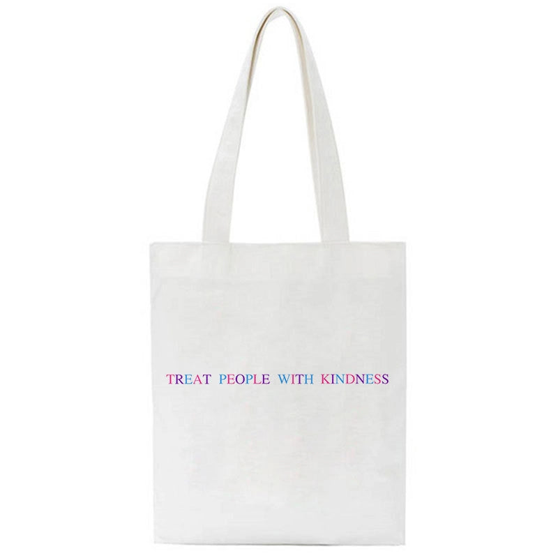 Women's Medium Canvas Letter Basic Classic Style Square Open Canvas Bag