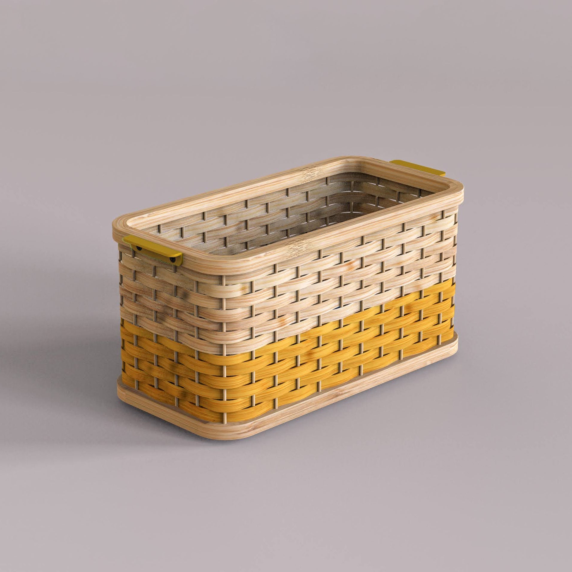 Stadium Desk Basket: Bamboo Handwoven Storage Basket | Multi-Color Basket for Office Desk Study Table | Corporate Gifting [30cm/12in(L) x 15cm/6in(B) x 15.5cm/6in(H)]