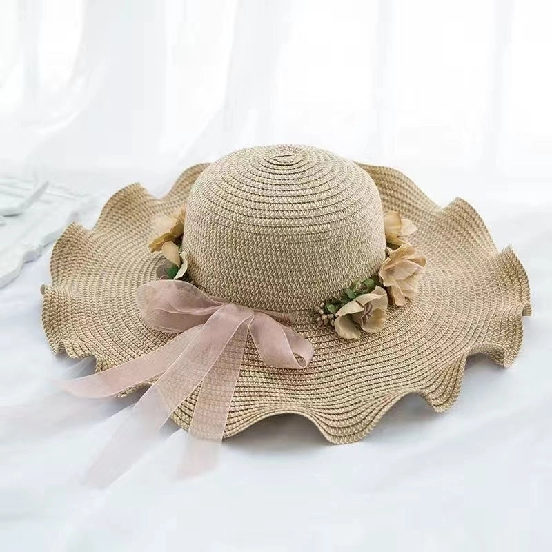 Women's Minimalist Classic Style Color Block Big Eaves Straw Hat