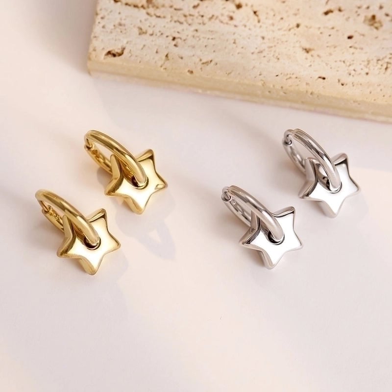 1 Pair Minimalist Star Plating 304 Stainless Steel Drop Earrings