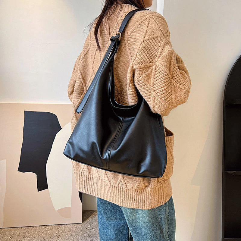 Women's Pu Leather Solid Color Streetwear Multicolor Bucket Magnetic Buckle Tote Bag