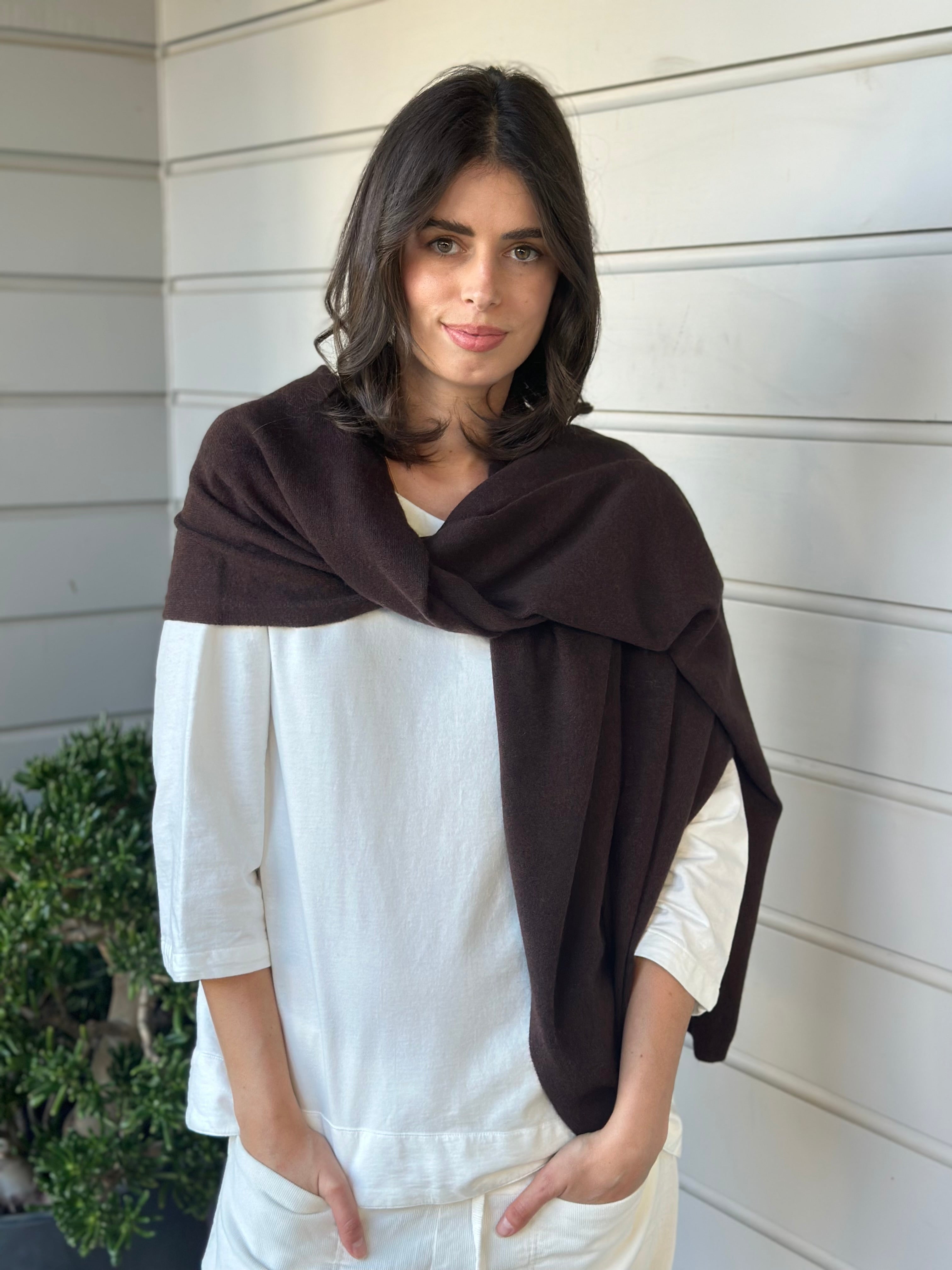 large cashmere scarf-chocolate