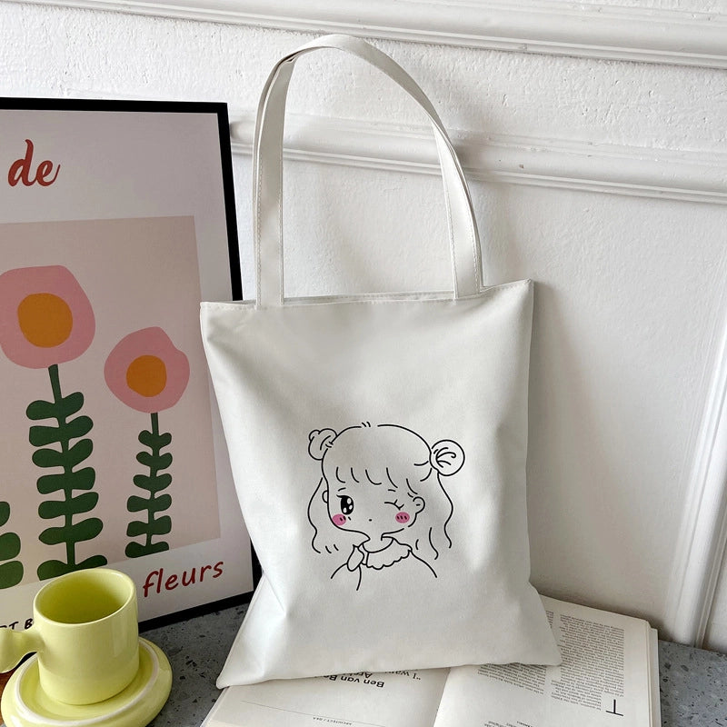 Women's Preppy Style Letter Oxford Cloth Shopping Bags