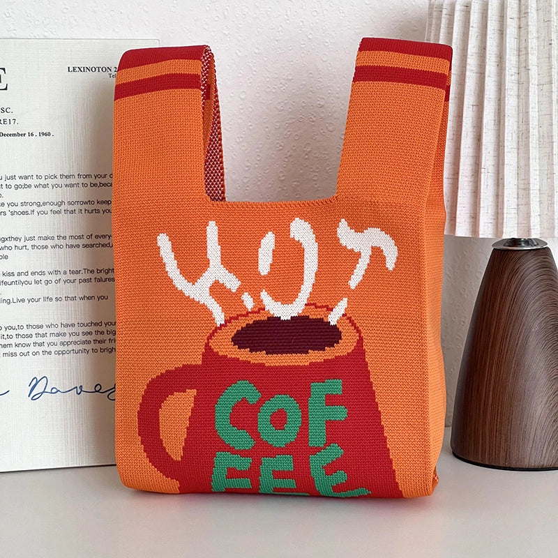 Small Square Bag Women's Handbag Special-Interest Design Knitted Cartoon Hand Gift Knitted Vest Shoulder Messenger Bag