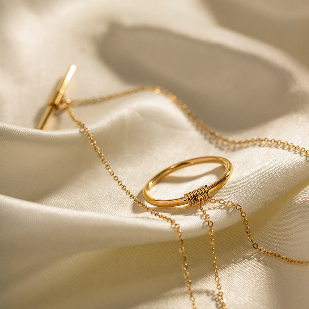 IG Style Circle Geometric Stainless Steel 18K Gold Plated Necklaces