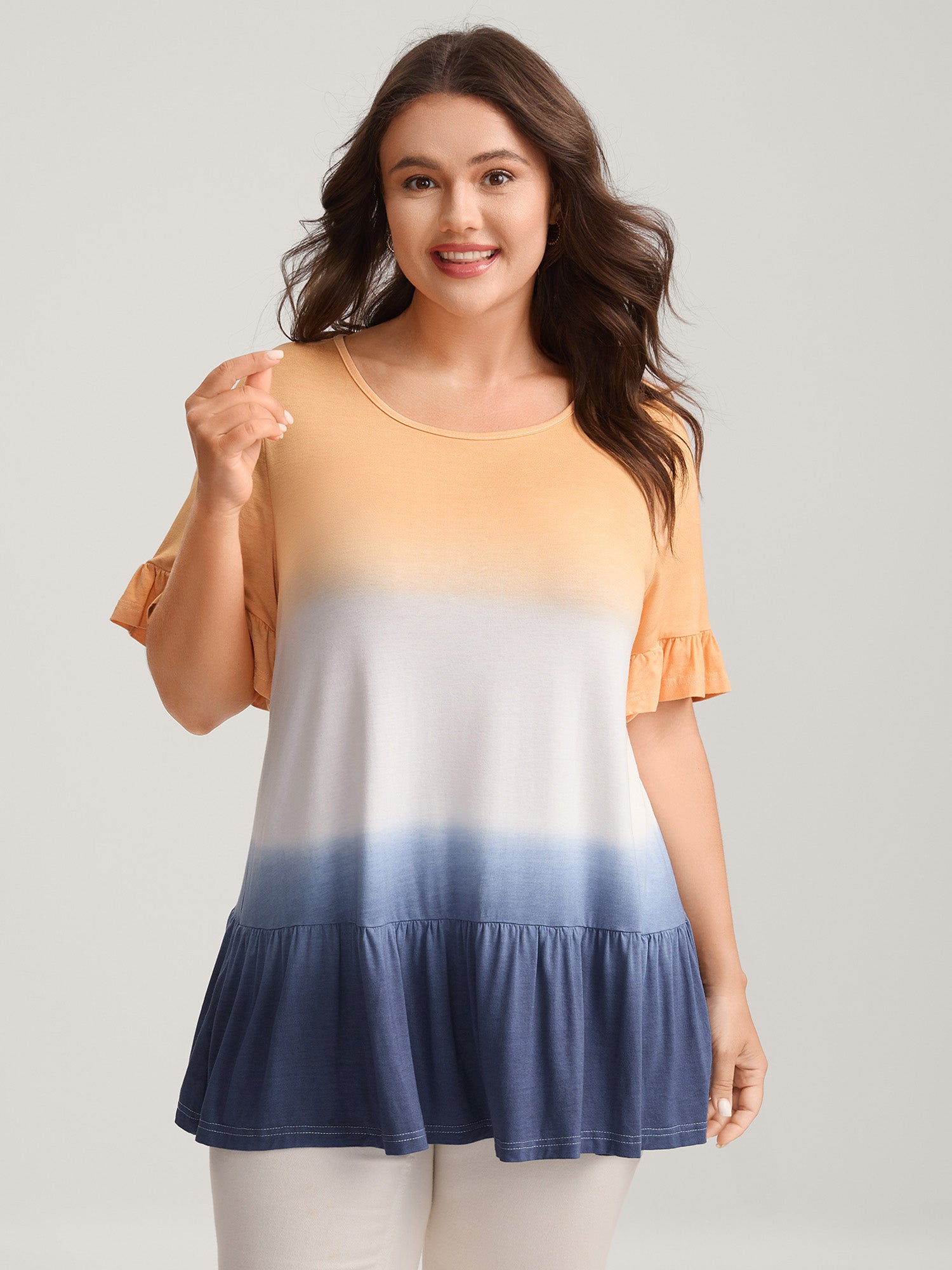Rayon Ombre Tiered Hem Top