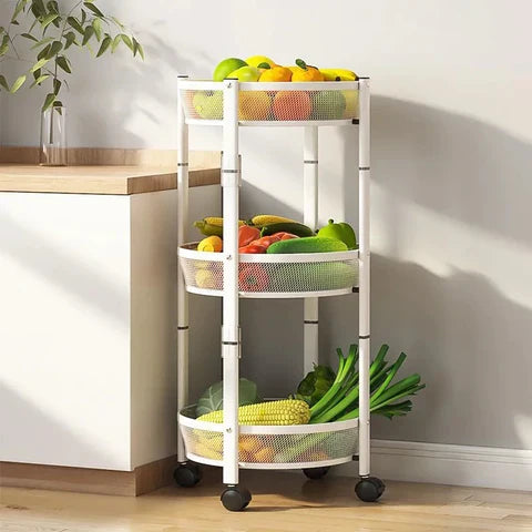 Three-Tier Foldable Kitchen Trolley