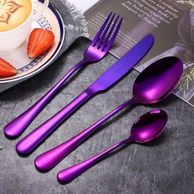 Fashion Solid Color Stainless Steel Tableware 4 Pieces