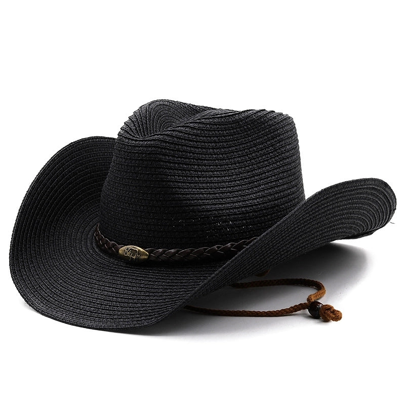 Curly Cowboy Straw Hat Ethnic Style Big Side Sun Hat Western Cowboy Straw Hat Equestrian Hat
