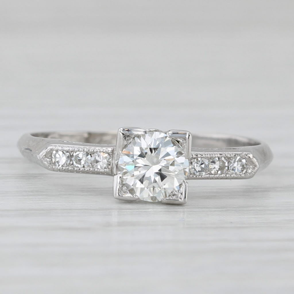 Antique 0.59ctw Diamond Engagement Ring Platinum Size 7