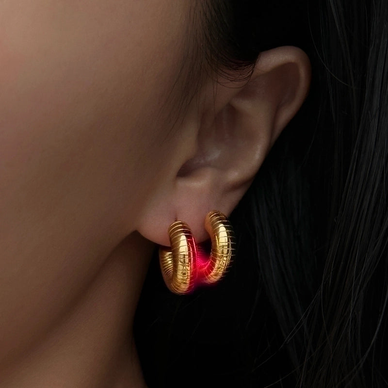 1 Pair  Classic Style C Shape 304 Stainless Steel 18K Gold Plated Stainless Steel Earrings