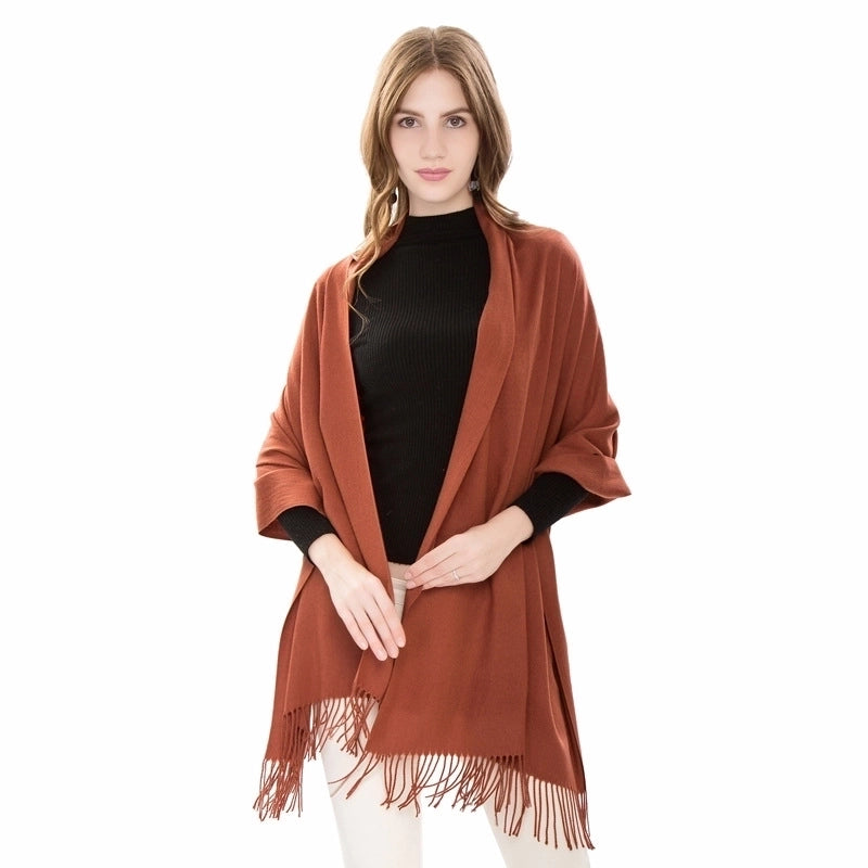 Women's Minimalist Tassel Solid Color Imitation Cashmere Scarf