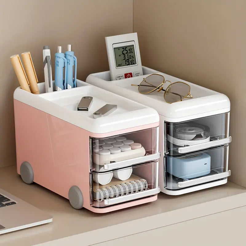 1Pc Cute Bus Style Desktop Organizer