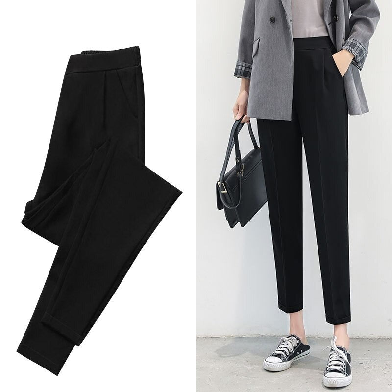Elastic High Waist Pencil Trousers