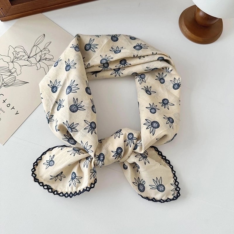 Women's Elegant Sweet Printing Cotton And Linen Silk Scarf