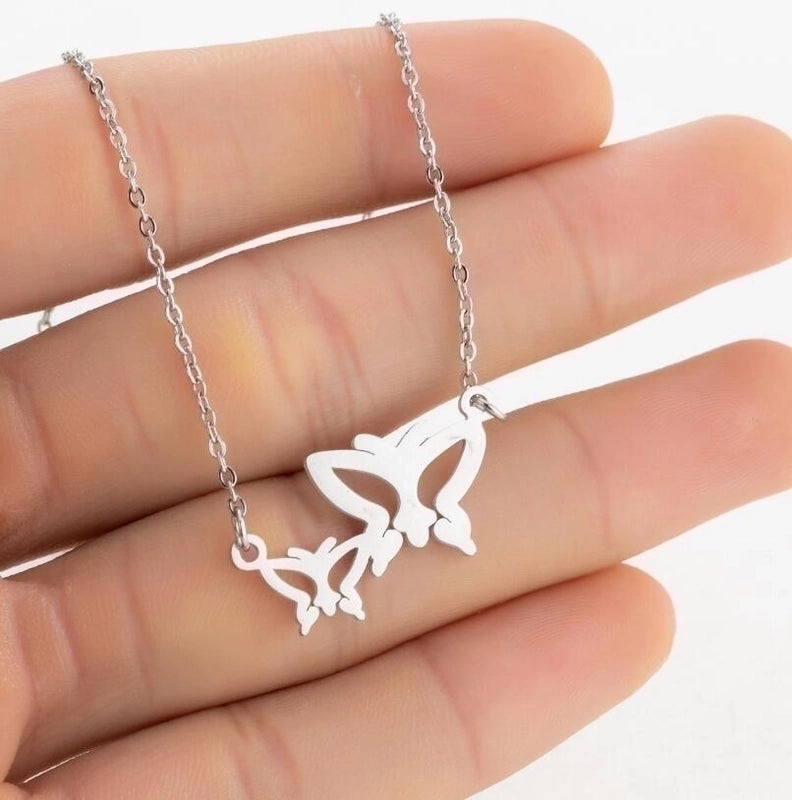 Fashion Butterfly 201 Stainless Steel 18K Gold Plated Plating Stainless Steel Necklaces