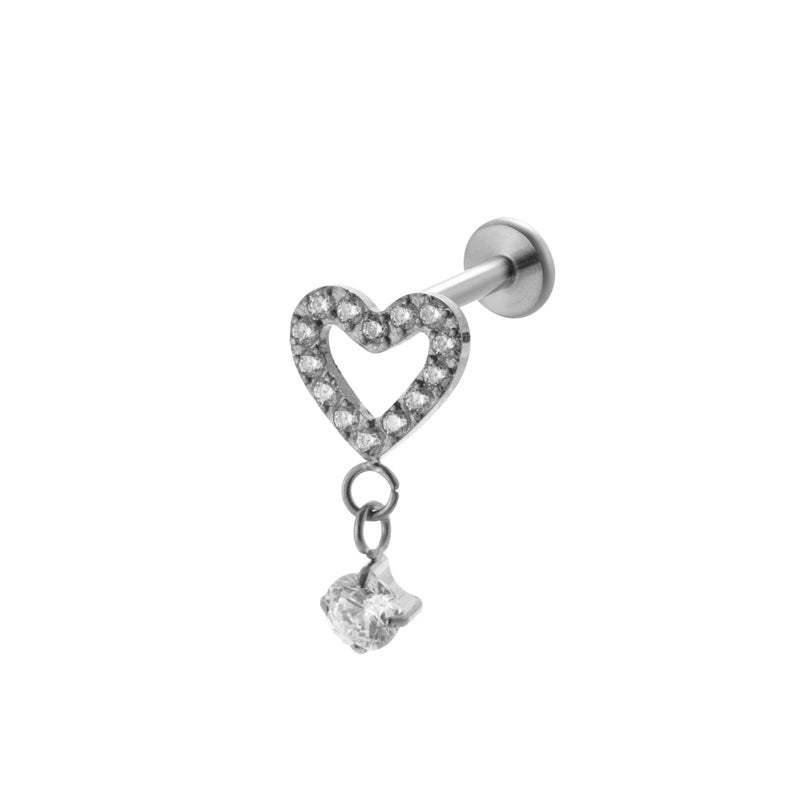 1 Piece Ear Cartilage Rings & Studs IG Style Vintage Style Leaves Heart Shape Bee Pure Titanium Plating Inlay Zircon
