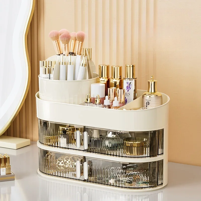 360掳 ROTATING COSMETIC STORAGE BOX 鈥?LARGE-CAPACITY MAKEUP & JEWELRY ORGANIZER WITH DRAWERS