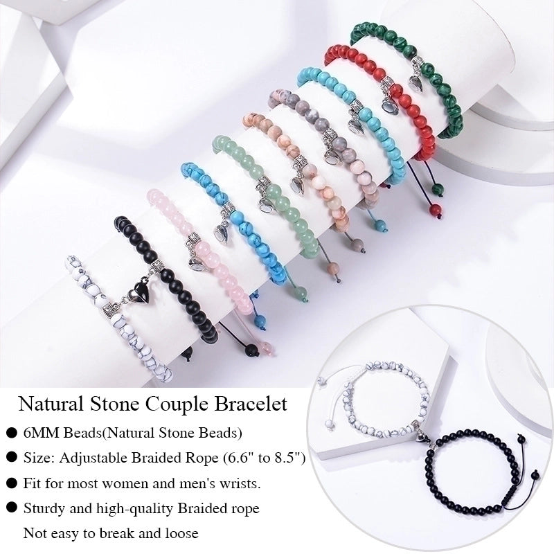 Romantic Heart Shape Natural Stone Handmade Bracelets