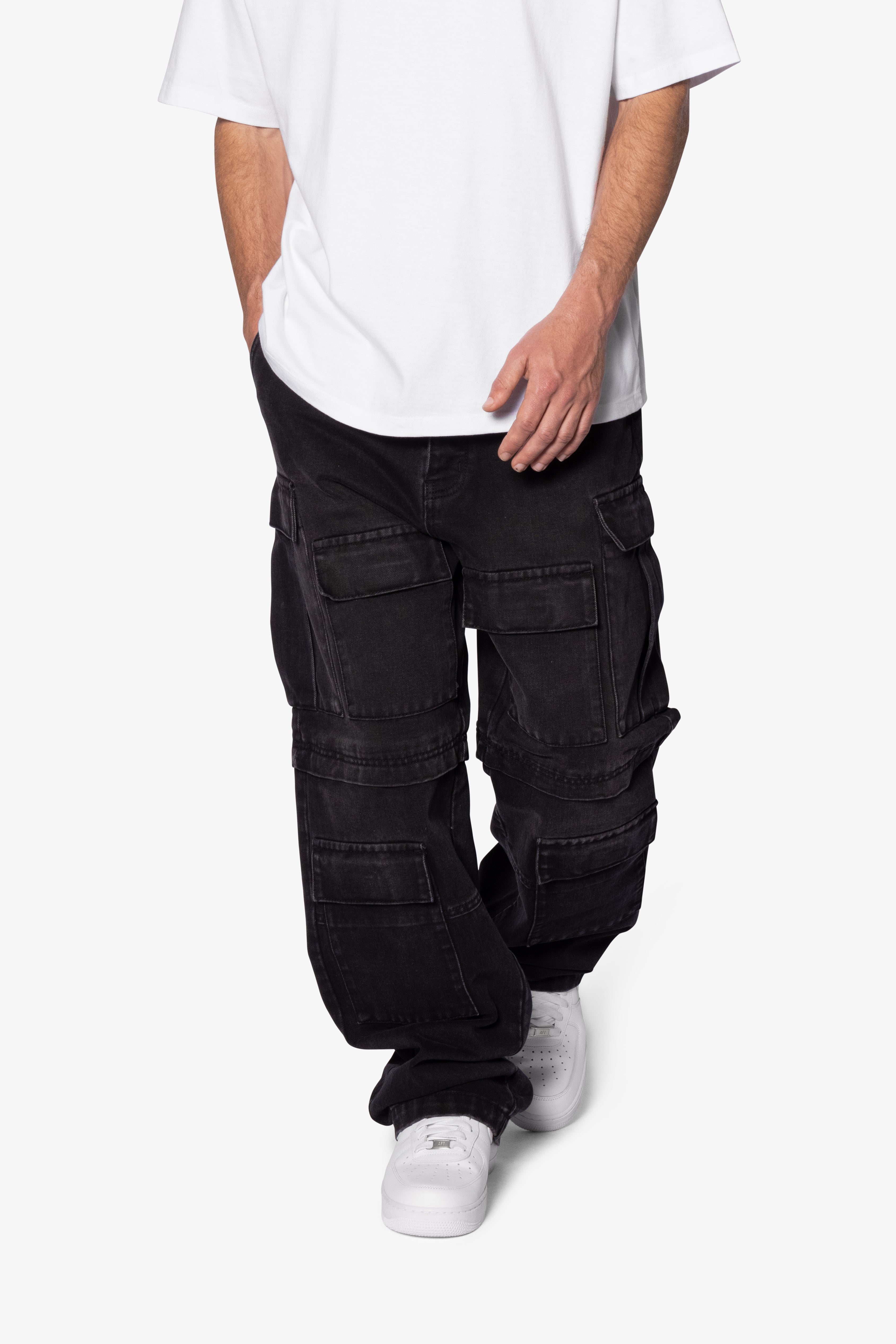 Ultra Baggy Dirty Rain Cargo Denim - Black