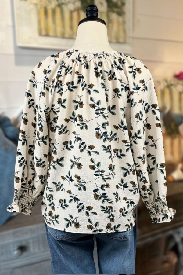 Cream&Green Floral Top