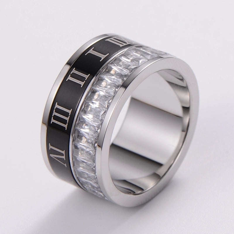 3 Pieces Stainless Steel 18K Gold Plated Fashion Inlay Hand Number Bow Knot Zircon Open Ring