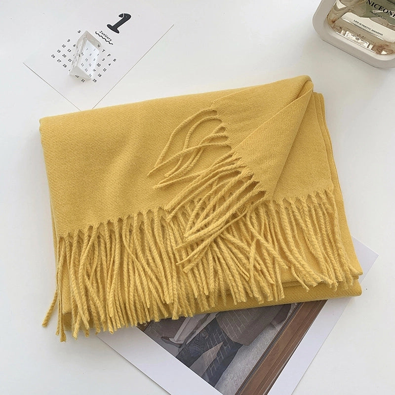Women's Scarf Winter Versatile Long Solid Color Cashmere-like  Shawl Autumn And Winter Thickened Warm Knitted Scarf Men's Fashion