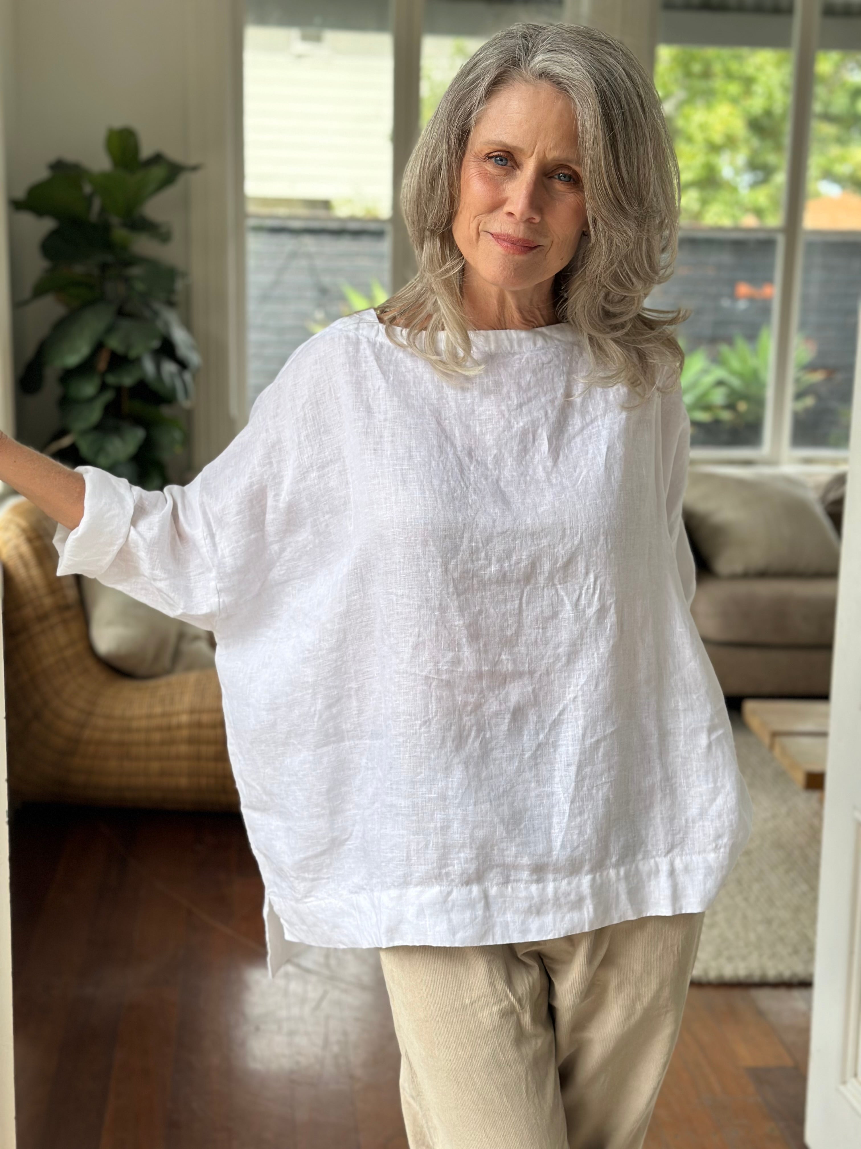avril top - white linen