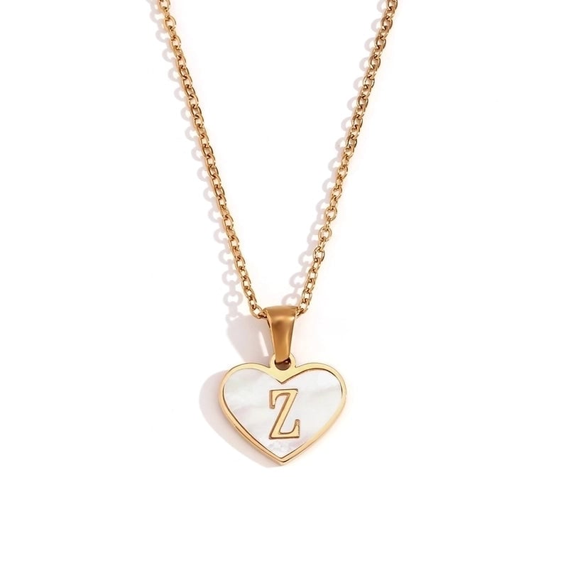 Minimalist Letter Heart Shape 304 Stainless Steel Shell Plating Pendant Necklace