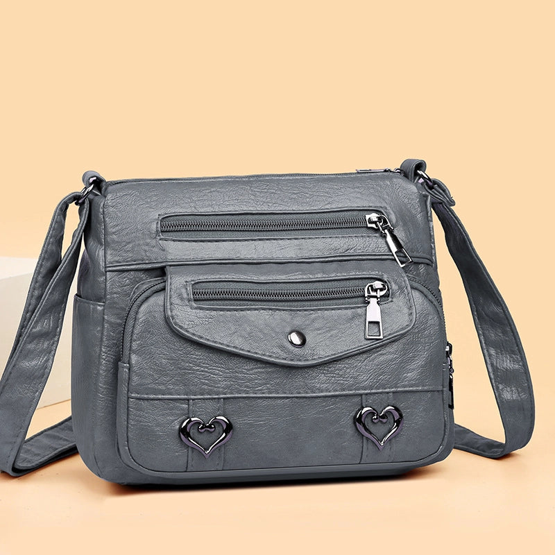 Middle-aged And Elderly People's Bag Women's Bag Crossbody Bag Soft Leather Multi-pocket Shoulder Bag Women's Mother's Bag Travel Backpack