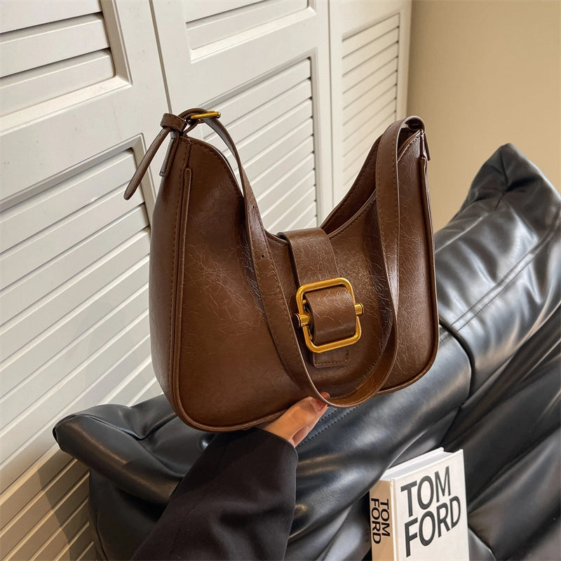 Autumn And Winter Texture Underarm Bag  New Fashion Retro Underarm Bag New Moon Bag Women's Cross-Body Bag