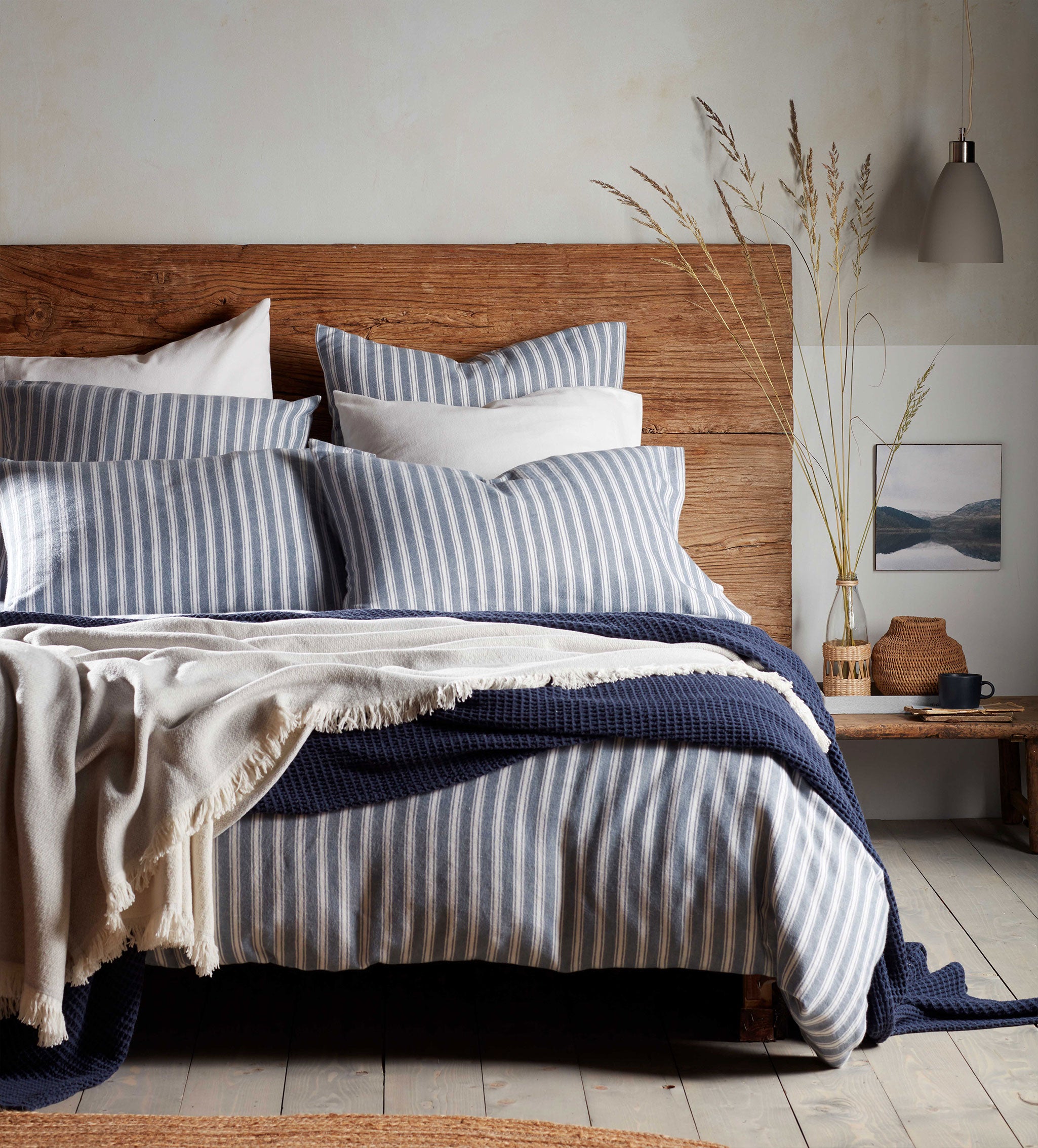 tripe Brushed 100% Organic Cotton Duvet Cover