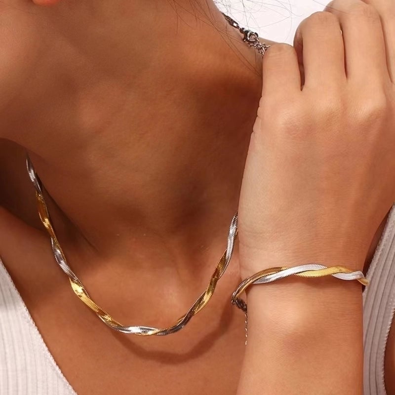 Casual Minimalist Classic Style Geometric Titanium Steel 18K Gold Plated Jewelry Set