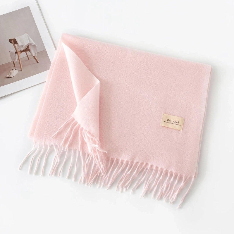 Women's Basic Solid Color Imitation Cashmere Tassel Scarf