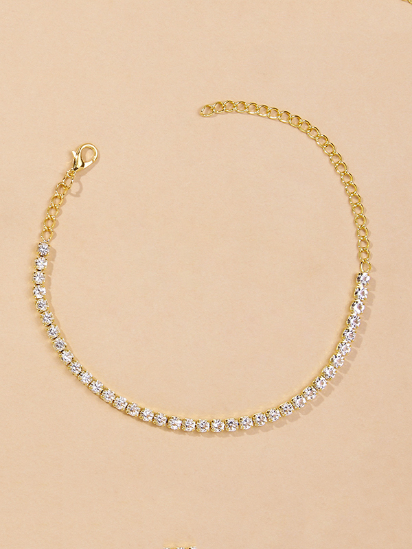 Simple Shiny Rhinestone Footchain
