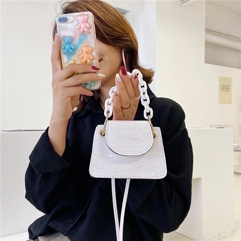 Women's All Seasons Pu Leather Solid Color Streetwear Square Flip Cover Handbag Square Bag