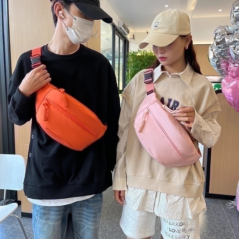 Women's Men's Preppy Style Streetwear Sports Solid Color Nylon Waist Bags