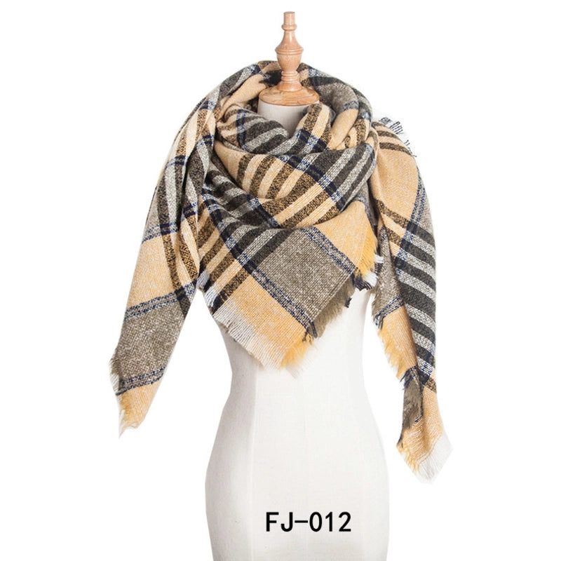 Autumn And Winter New Ring Yarn Thickened Double-sided Lattice Prick Scarf Scarf Women's Scarf Shawl Manufacturers