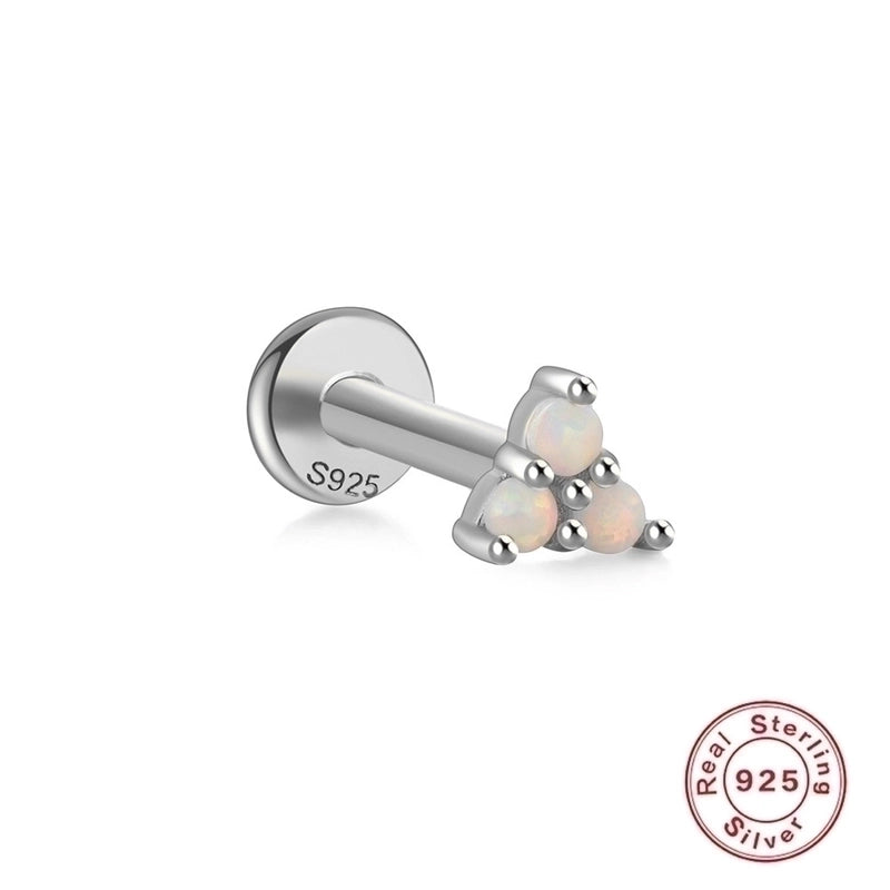 1 Piece Ear Cartilage Rings & Studs Fashion Square Water Droplets Paw Print Silver Inlay Zircon