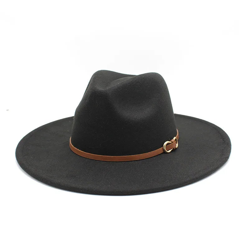 Fashion Autumn And Winter New Black Woolen Hat Jazz Hat For Men And Women 9.5cm