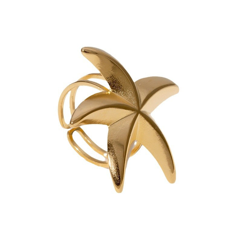 Simple And Cool Starfish Ring Beach Holiday Style Personality Niche All-Match Stainless Steel Ring For Women