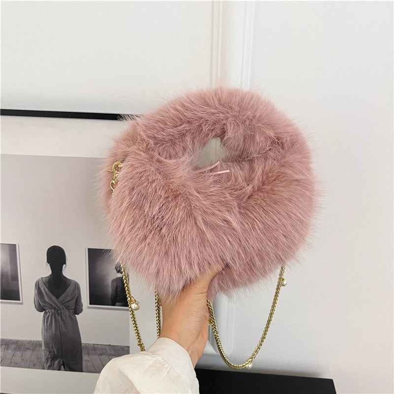 Women's Medium Plush Solid Color Classic Style Streetwear Square Zipper Crossbody Bag