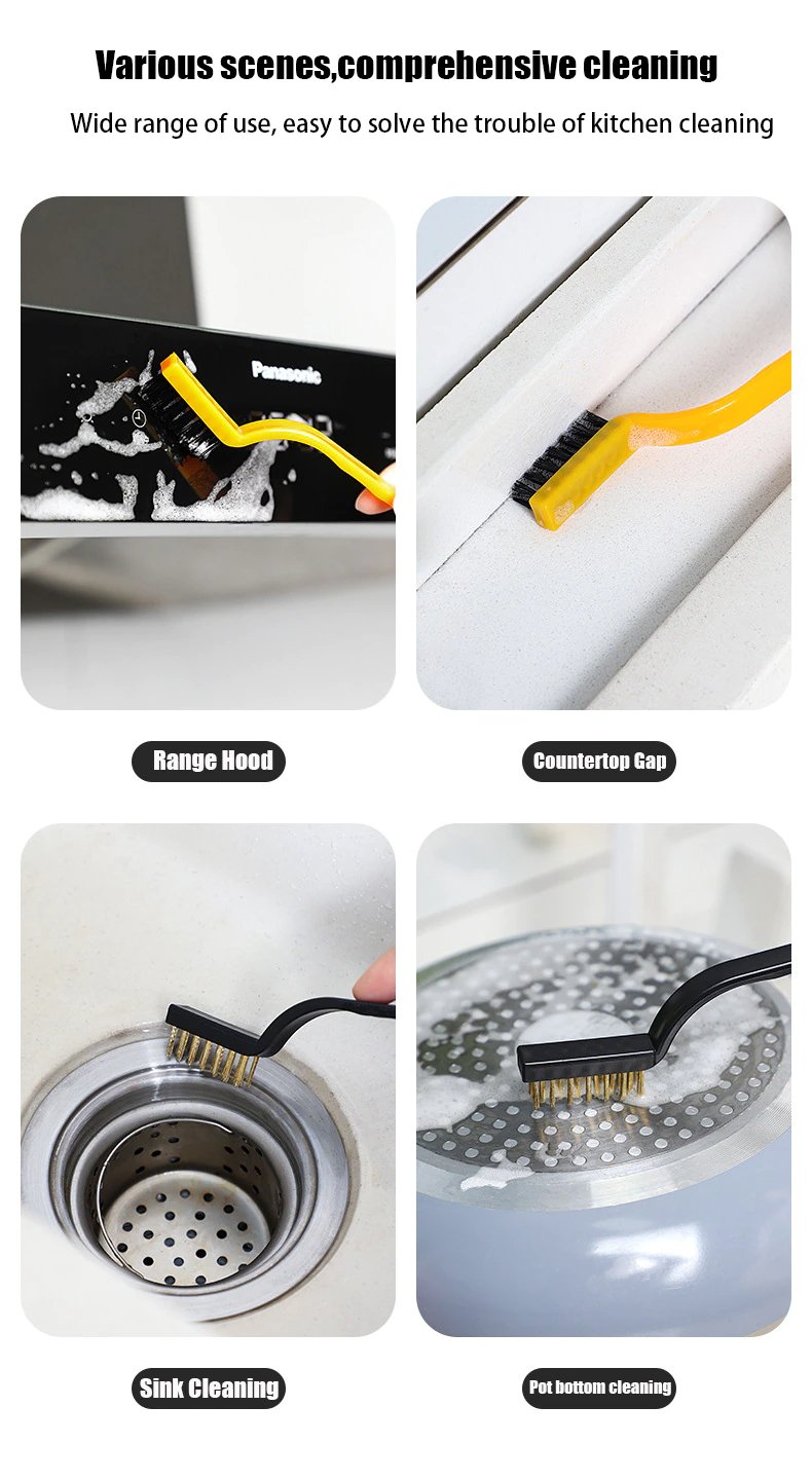 Pack of 3 Mini Wire Brush Set (Brass. Nylon. Stainless Steel Bristles)