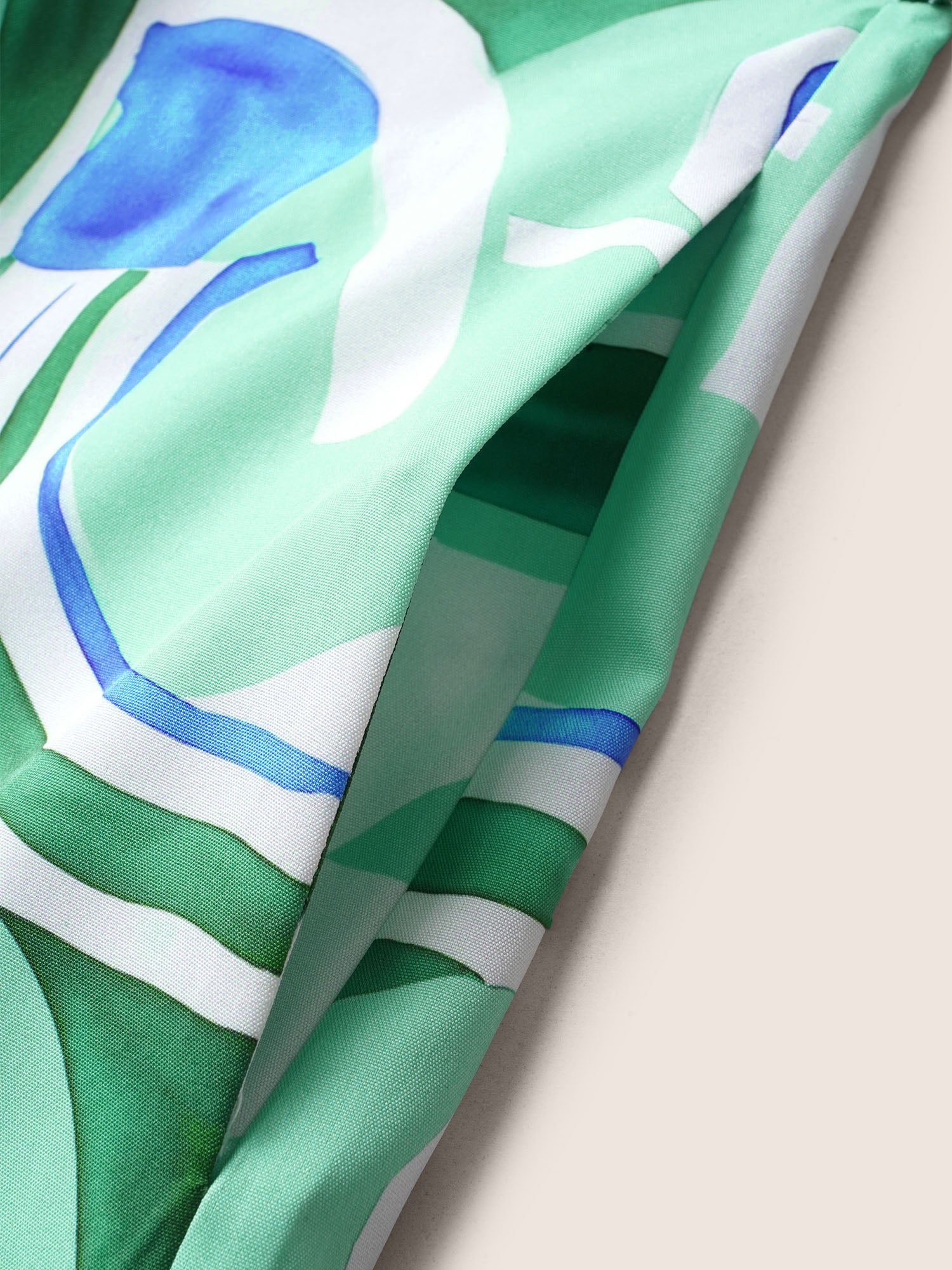 Geometric Elastic Waist Drop Shoulder Sleeve Midi Dress