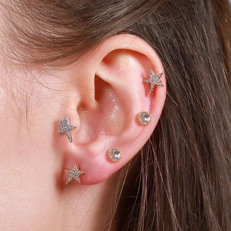 Ear Cartilage Rings & Studs Sweet Star Brass Gem